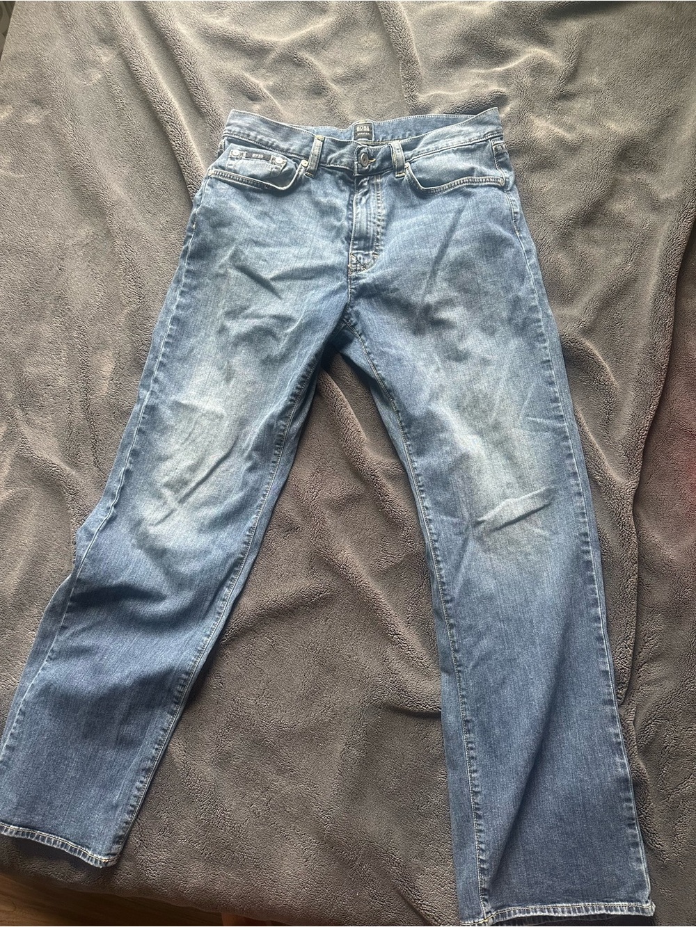 Boss Men's Light Blue Relaxed Fit Jeans